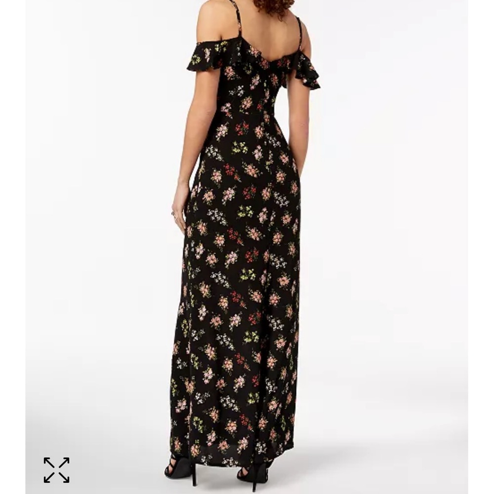 B Darlin Black Floral Off Shoulder Maxi Dress Juniors Size 5/6 Homecoming HOCO - Picture 2 of 8